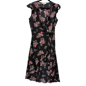 Magnolia Skye Floral Wrap Surplice Maxi Dress – Size Large –‎ Boho Chic V-Neck